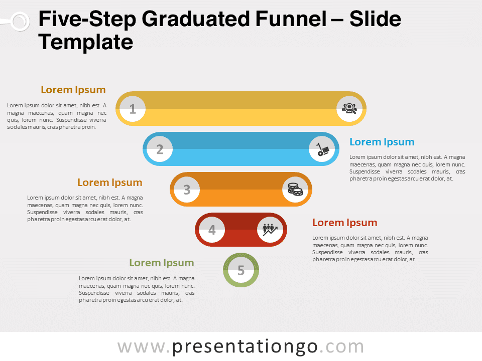 Embudo Graduado de Cinco Pasos - Gráfico Gratis Para PowerPoint Y Google Slides