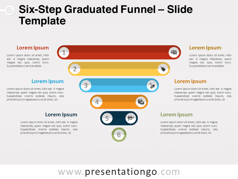 Embudo Graduado de Seis Pasos - Gráfico Gratis Para PowerPoint Y Google Slides
