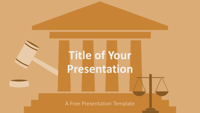 Lawyer Cover Slide with Placeholders for PowerPoint & Google Slides Cover slide from the Lawyer template with title and subtitle placeholders, featuring courthouse and justice illustrations for PowerPoint and Google Slides