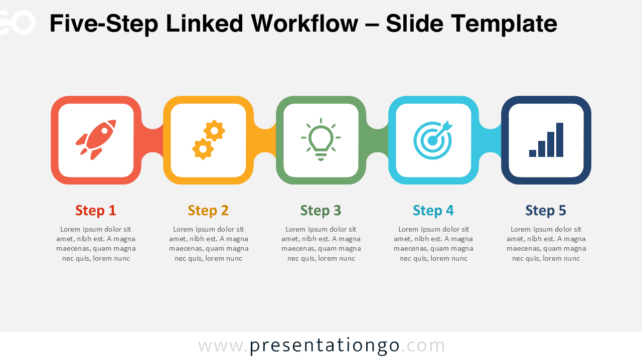 Process Layout Pp Five-Step Linked Workflow PowerPoint Diagram - PresentationGO