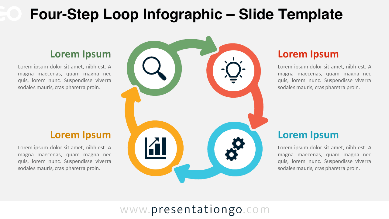Process Flow Powerpoint Visuals Four-Step Loop Infographic for PowerPoint and Google Slides