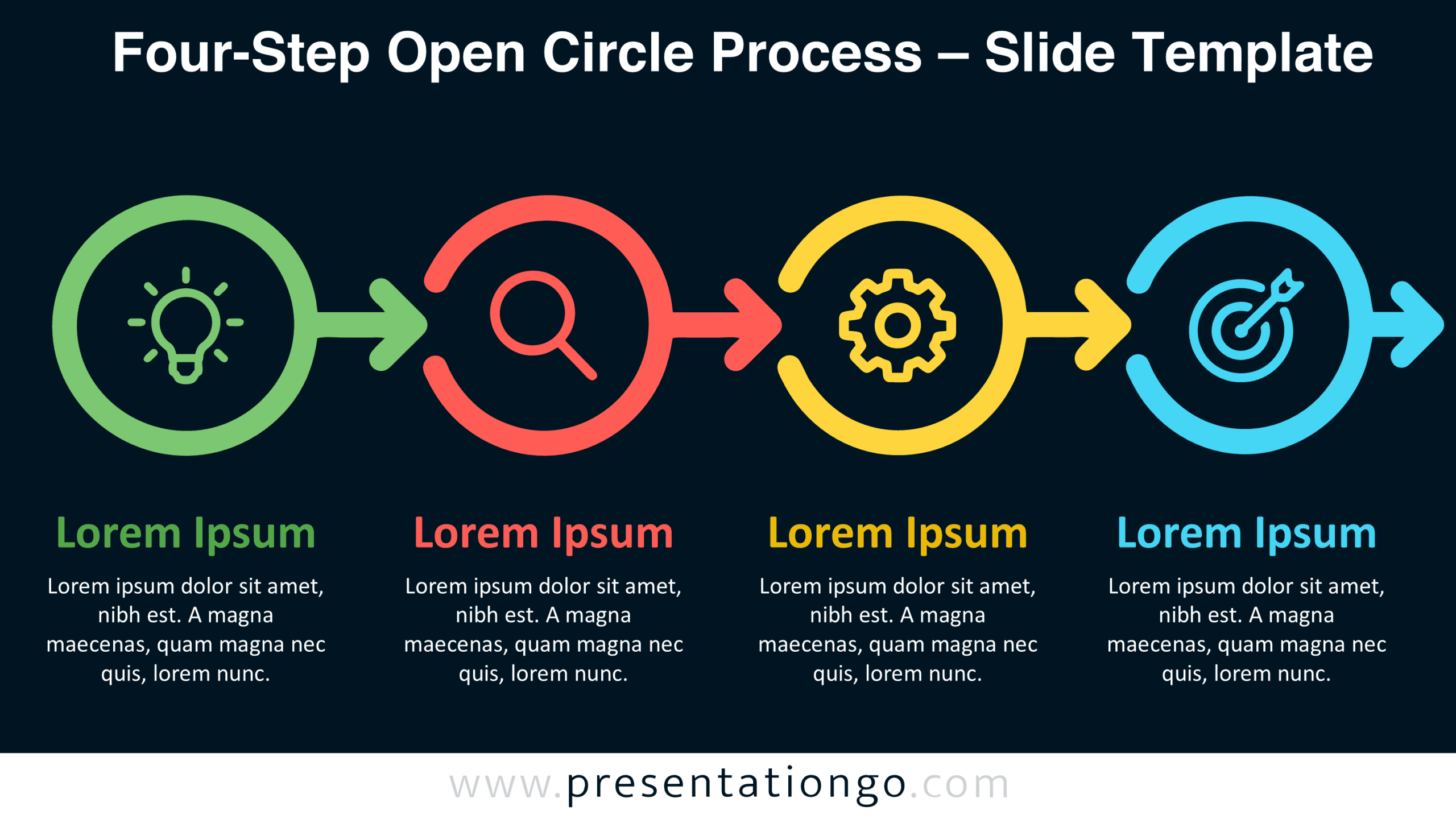 Process Powerpoint Design With Picture Four-Step Open Circle Process for PowerPoint and Google Slides