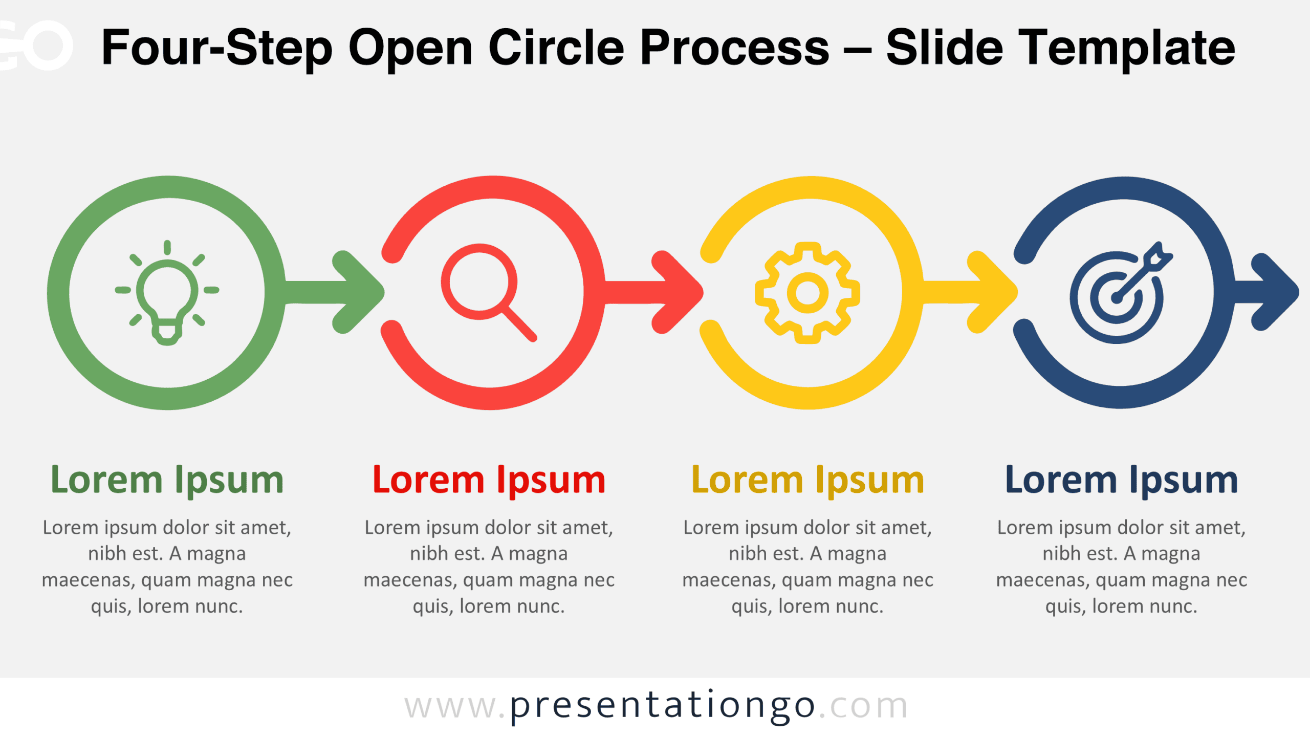 Process Powerpoint Design With Picture Four-Step Open Circle Process for PowerPoint and Google Slides